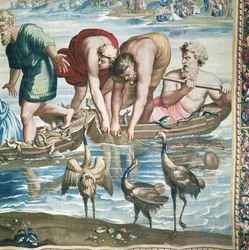 Tapiz que representa los Hechos de los Apóstoles, La pesca milagrosa (detalle)